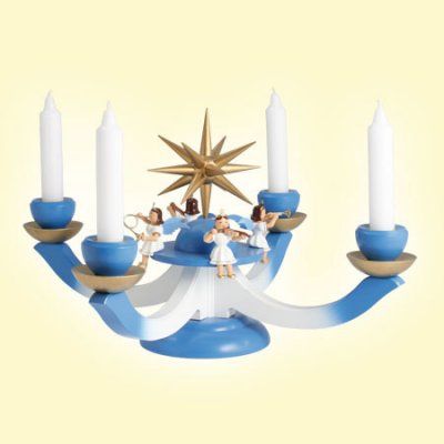 Blank - Adventsleuchter mit 4 sitzenden Engeln farbig