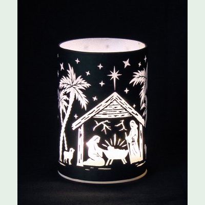 Windlicht, Leuchtglas Twinkle Motiv Christi Geburt klein <b><i>LED</i></b>