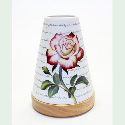 Porzellan - Windlicht, Leuchtglas, Kerzenhalter Vintage Motiv Rose