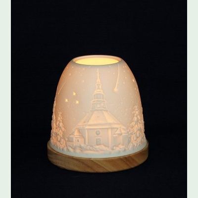 Porzellan - Windlicht, Leuchtglas Mini Iglu Seiffener Kirche