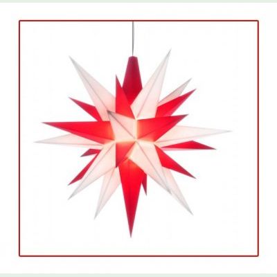Herrnhuter Stern, Einzelstern Kunststoff <b>A1e - 13 cm</b> weiß/rot