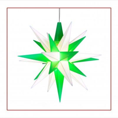 Herrnhuter Stern, Einzelstern Kunststoff <b>A1e - 13 cm</b> grün-weiß