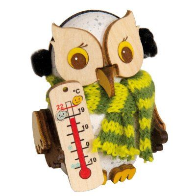.Mini Eule mit Thermometer