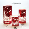 Windlicht, Leuchtglas Twinkle rot Motiv Winterdorf Weihnachtsmann klein <b><i>LED</i></b>-Bild 3