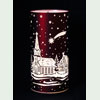 Windlicht, Leuchtglas Twinkle rot Motiv Winterdorf Weihnachtsmann groß <b><i>LED</i></b>