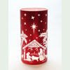 Windlicht, Leuchtglas Twinkle rot Motiv Christi Geburt groß <b><i>LED</i></b>-Bild 2